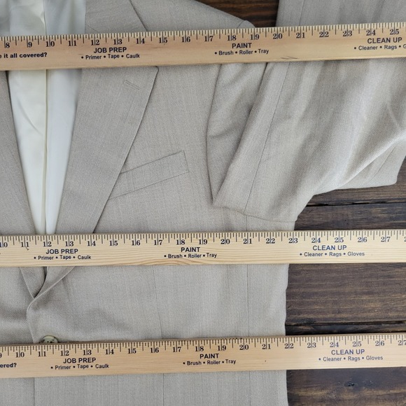 Oscar de la Renta Men's Sport Coat Blazer Two Button Beige Silk Wool Size 42R - Picture 3 of 16